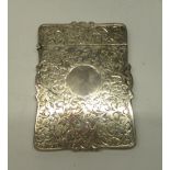 Victorian hallmarked Sterling silver shaped rectangular card case with engraved acanthus leaf design