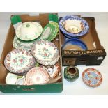 Various ceramics incl. Spode dinnerware, Chinese enamel decorated saucer D14cm, Chinese green glazed