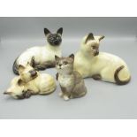 Beswick Kitten Sitting H9.5cm (boxed), Beswick Siamese Kittens Impressed No1296 H7cm boxed and two
