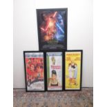 Three framed John Lewis Movie posters and a framed Star Wars The Force Awakens poster (4)