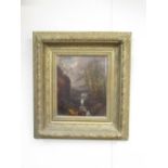 Late C19th/Early C20th gilt framed oil on board depicting a waterfall in France, 45cm x 50cm