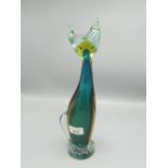 1960s Murano Sommerso glass model of a cat, H33cm