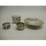 Victorian hallmarked Sterling silver napkin ring inset with clover and harp Connemara marble