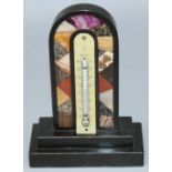 Dom Joly Collection - Grand Tour specimen marble and polished agate desk thermometer, on stepped