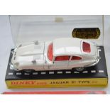 Collection of vintage Dinky Toys models to include 131 Jaguar E-Type and 157 XK120 Coupe (also