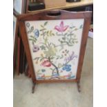 Wood framed tapestry fire screen, W53cm H80.5cm