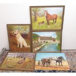 Four framed acrylic paintings of animals, signed Radley, all 66cm x 50.5cm and an unframed acrylic