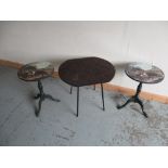 Raw Studios Black Rim Stealth Coffee Table, on four and a pair of tripod wine tables with horse