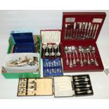 Westbury cased canteen of cutlery for eight place settings and other cased EPNS cutlery and plated