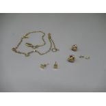 Yellow metal chain with altered clasp, chain with worn marks and two pairs of 9ct yellow gold stud