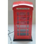 Small replica telephone box with corded phone, W19.5xD18.8xH38cm