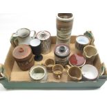 Collection of various studio pottery incl. tea jars, jugs, vases etc (qty)