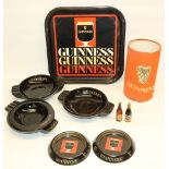 Collection of Guinness advertising items c1970s, including a square tin tray 35x35, two tin