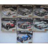 Seven Burago 1/18 Metal Kit models, all built up with boxes to include Lancia Aurelia B24 Spider (