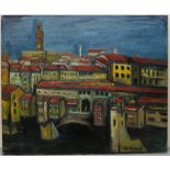 After James Lawrence Isherwood (1917-1989); 'Pont Vecchio Florence' oil on board, signed,