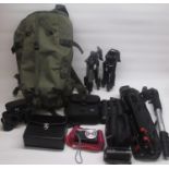 Leica Lumix camera, Panasonic Hybrid O.I.S. handheld video camera, Zeiss Victory FL binoculars,