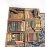 Collection of predominantly C19th leather bound and vintage books (6 boxes)