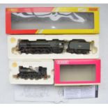 Two weathered Hornby OO gauge electric steam train models to include R3244TTS 71000 Duke Of