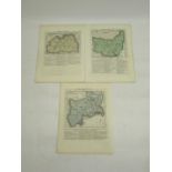Group of three unframed Kitchin & Jefferys 'Small English Atlas' including Suffolk, Middlesex and
