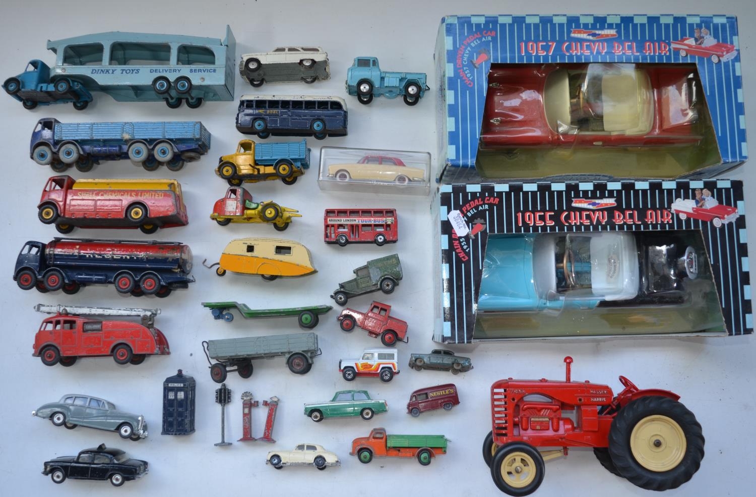 Collection of vintage diecast model vehicles to include Dinky, Corgi and a large Lesney Massey