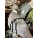 Collection of soft bodied pigeon decoys a set of hard plastic crows and a camouflage hide (qty)