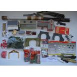 Collection of OO gauge model railway, scenic accessories, buildings, track, controllers etc. 2 boxes