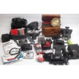 Praktica BCA electronic camera with 2 additional lenses and flash, Mamiya/Sekor 500TL camera,