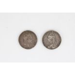 Geo. III 1820 silver crown and a Victoria 1887 jubilee head crown (2)