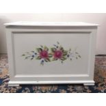Painted toy chest with lift out compartment and floral detail, 60cm x 43cm