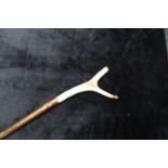 Walking thumb stick with hazel shank and antler 'thumb' L140cm