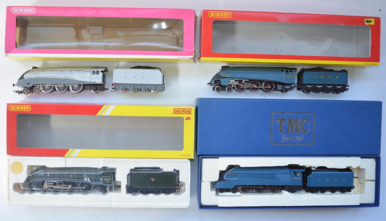 Four OO gauge Class 4 electric steam train models, all A/F and in well used condition