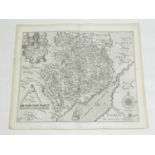 Uncoloured map of Saxton-Monmouth by Kip & Hole circa 1637, 39cm x 32.5cm