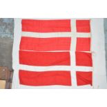 Two large Danish linen flags, both approx 183cm x 85cm. (2)