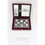 Royal Mint 1996 UK Silver Anniversary Collection of silver proof circulating coins, housed in