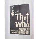 The Who 'Tuesdays at the Marquee 90 Wardour St.' folded promotional poster, 38.7cm x 58cm