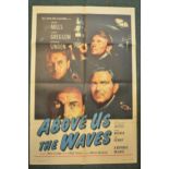 Three original movie posters - Above Us The Waves (1955) starring John Mills, 27x41in. Good
