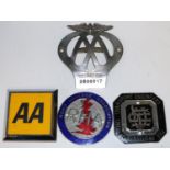Car bumper badges - RHA, Inst. of Road Transport Engineers, Vintage chrome AA No 0B00617 and