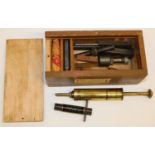 L. Gardner & Sons spare injection sprayer and parts in original wood box, four cyl spanner