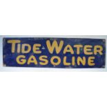 Plate steel enamel advertising sign for Tide Water Gasoline, 71.3cm x 20.4cm