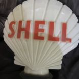 A Shell 1950's glass petrol pump globe H44cm X W42cm