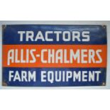 Plate steel enamel advertising sign for Allis-Chalmers Tractors Farm Equipment, 45.5cm x 26.8cm