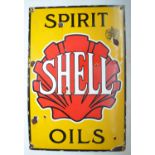 Plate steel enamel advertising sign for Shell Spirit Oils, 40cm x 59.8cm.