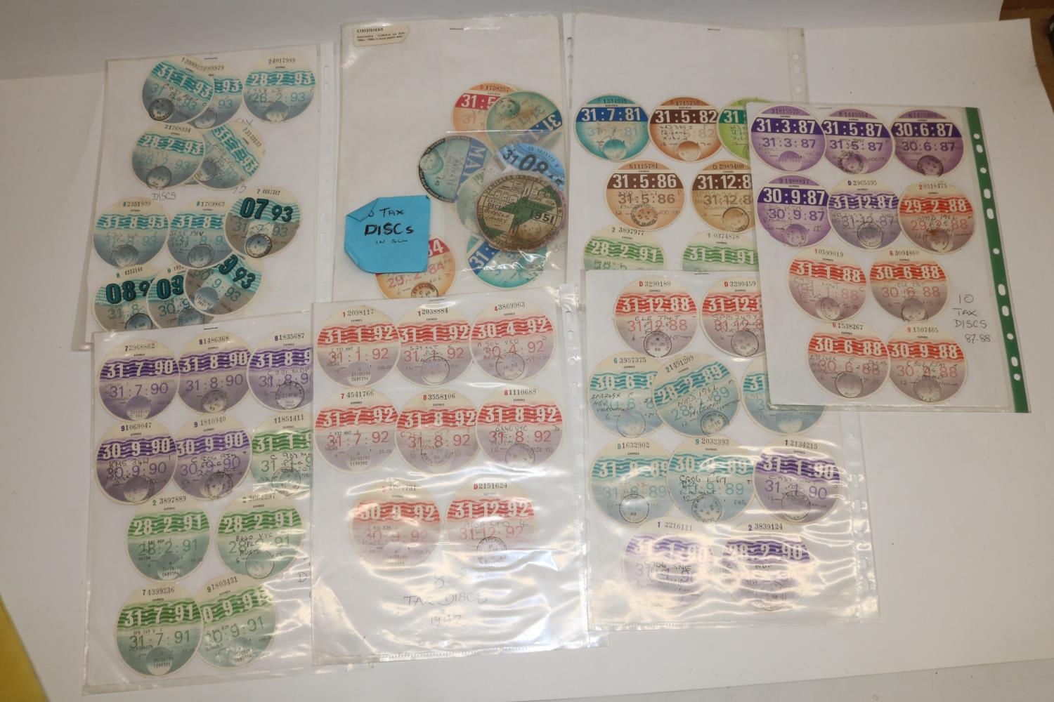 Collection of assorted Tax Discs (approx. 70)