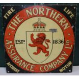The Northern Assurance Company enamel sign on wood board, 46cm x 46cm
