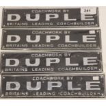 Four 'Coachwork by Duple' plaques