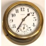 Early c20th GPO 235 Swiss made 8 day car clock, with white enamel dial and subsidiary seconds,