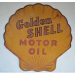 Plate steel enamel advertising sign for Golden Shell Motor Oil, 61.6cm x 61.7cm
