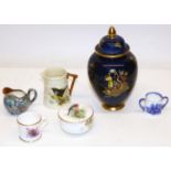 Cabinet items incl. three Royal Worcester pieces, two painted with birds, max. H7cm; and a Carlton
