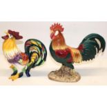 Two brightly painted ceramic figures of cockerels: Beswick model 1892, H25cm; and Wedgwood, H22cm (