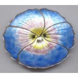 Geo. V silver and enamel pansy ring dish by Arthur Johnson Smith, Birmingham, 1921, registration no.